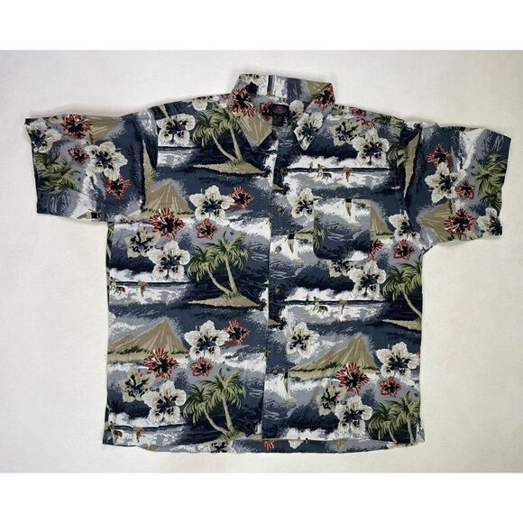 PCH Pacific Coast Highway Hawaiian Shirt Men XL All Over Print Surfing Floral - Picture 1 of 5